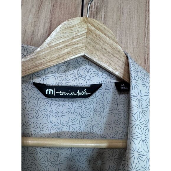 Travis Mathew Button Up Shirt Mens Medium white BlueCasual Stretch Lightweight G - Picture 6 of 9